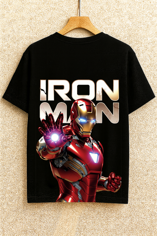 Premium Iron Man 3D Graphic T-Shirt | High-Detail Superhero Armor Print | Oversize/Regular Fit Tee