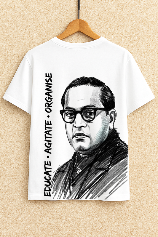 Educate • Agitate • Organise – Inspirational Sketch Art T-Shirt | White Premium Tee